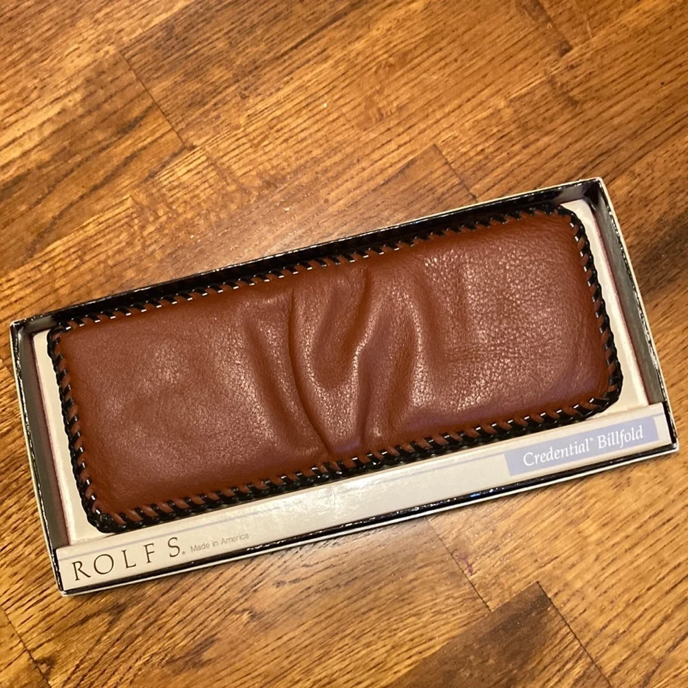 copy🌸NIB ROLFS Vintage Leather Wallet Made In USA